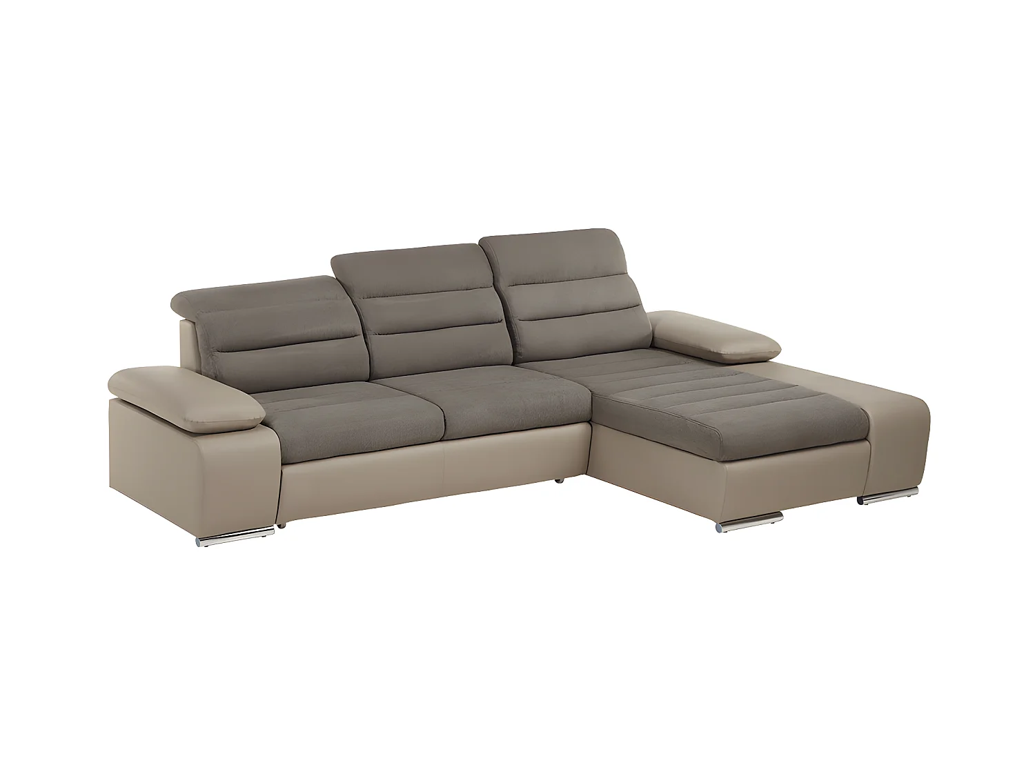 Ecksofa mit Schlaffunktion & Bettkasten - Ecke Rechts - Taupe - MIRABEAU