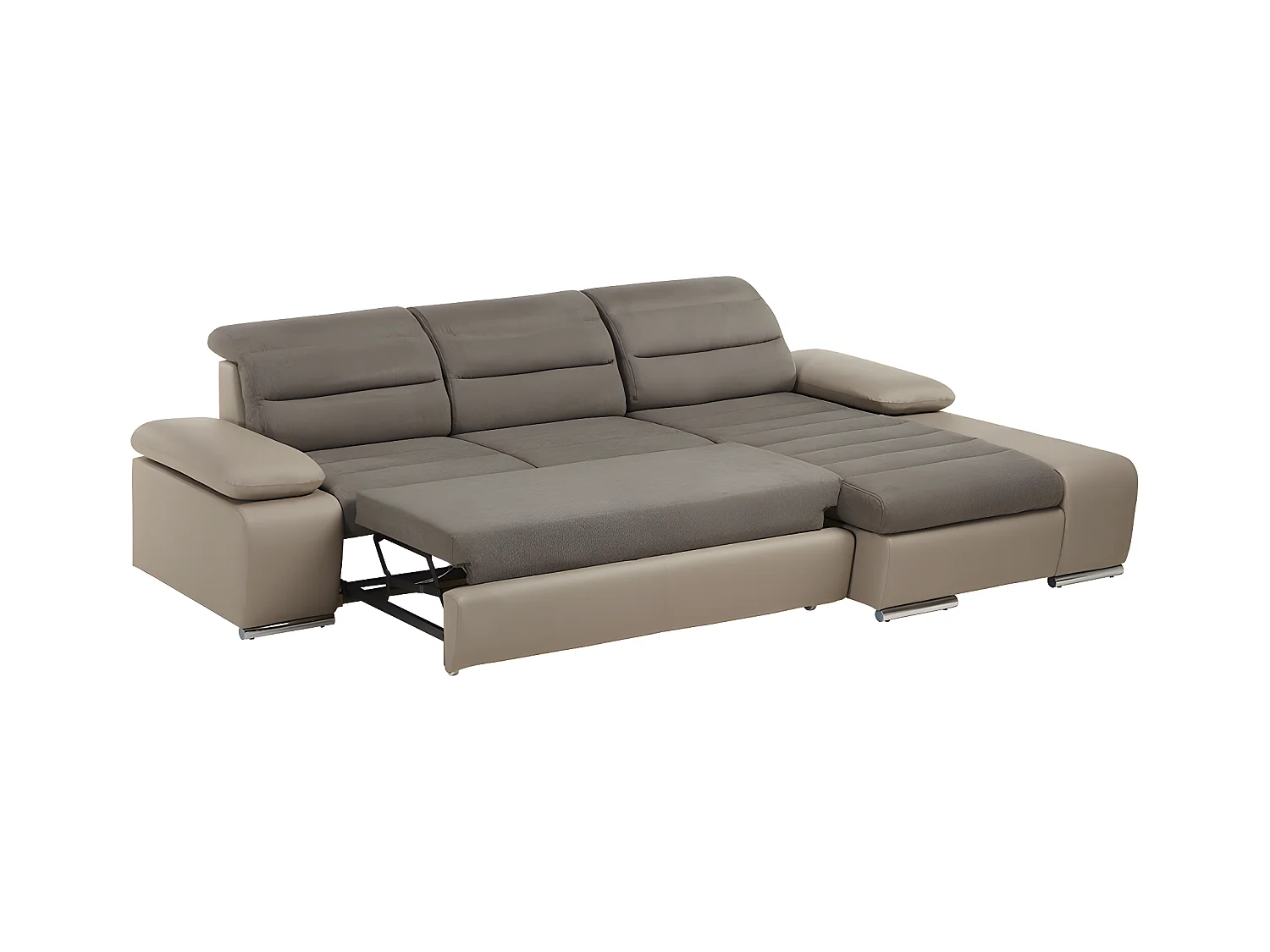 Ecksofa mit Schlaffunktion & Bettkasten - Ecke Rechts - Taupe - MIRABEAU