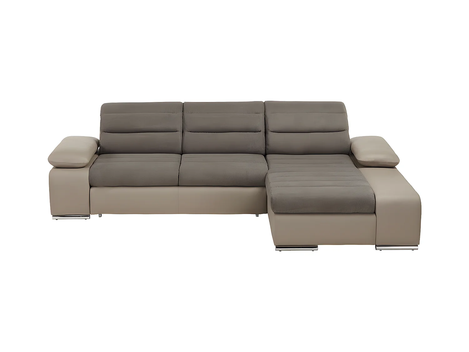 Ecksofa mit Schlaffunktion & Bettkasten - Ecke Rechts - Taupe - MIRABEAU