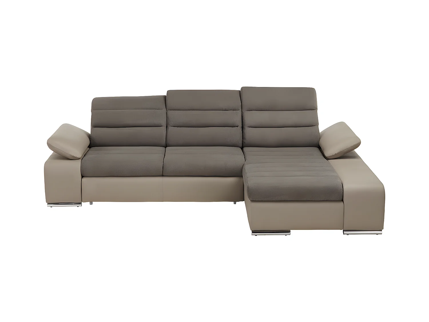 Ecksofa mit Schlaffunktion & Bettkasten - Ecke Rechts - Taupe - MIRABEAU