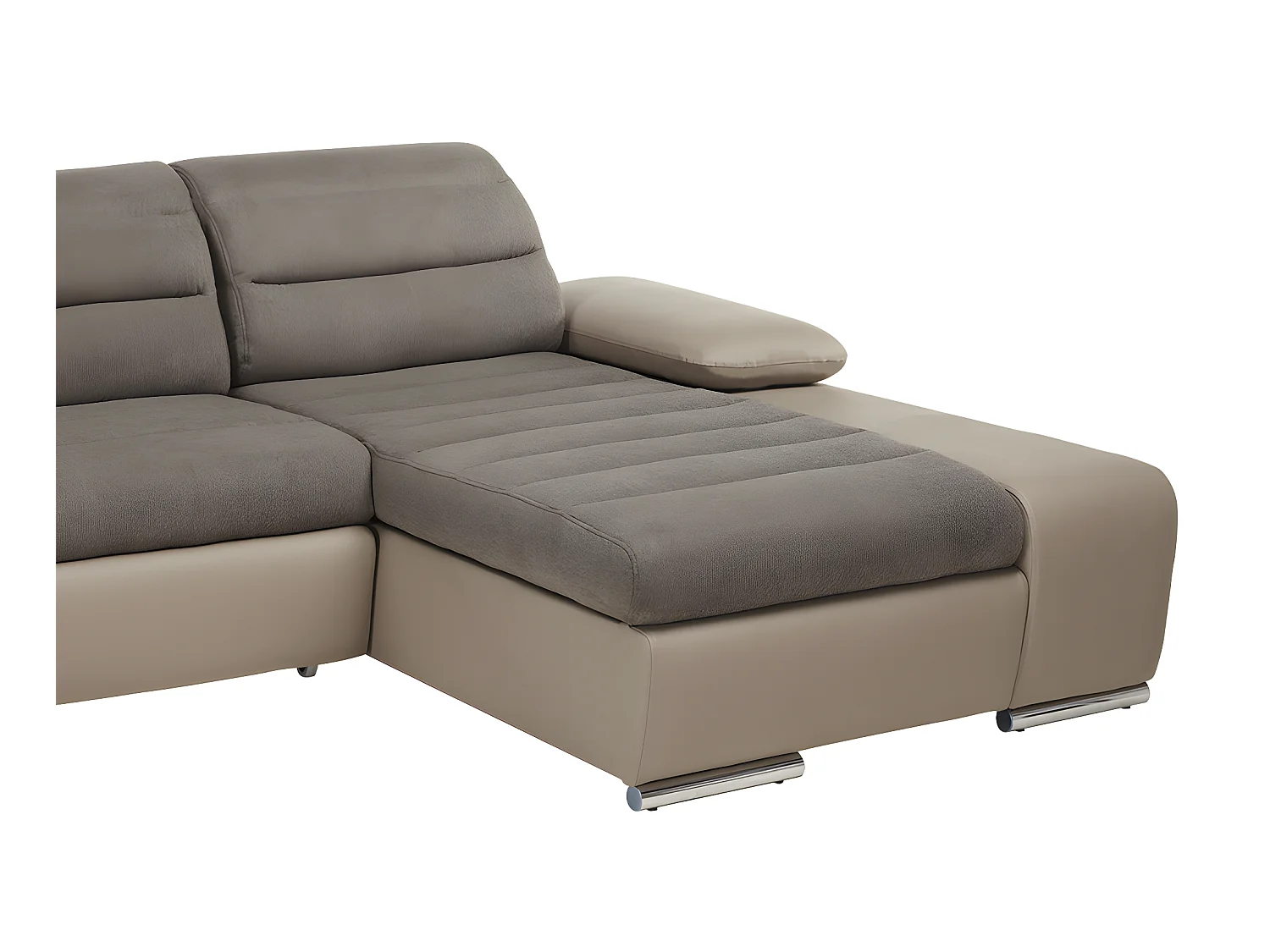 Ecksofa mit Schlaffunktion & Bettkasten - Ecke Rechts - Taupe - MIRABEAU
