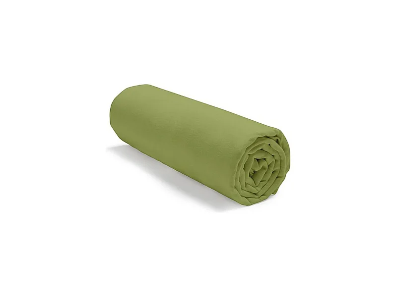 Sábana bajera 90X190 1 persona Jersey liso verde de algodón orgánico lavable en lavadora