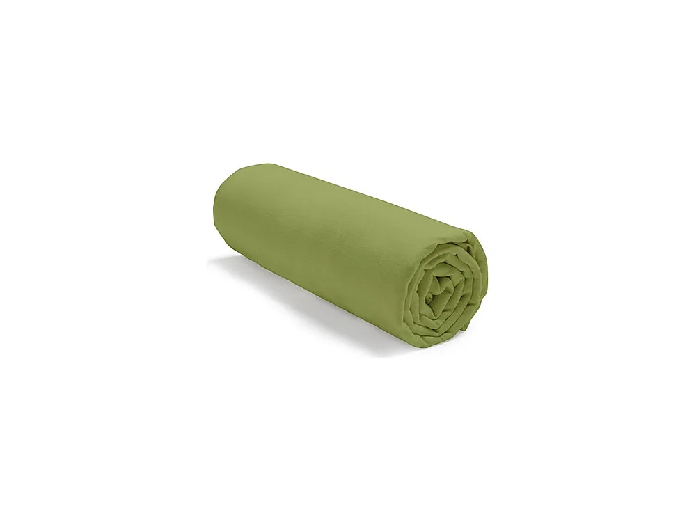 Sábana bajera 90X190 1 persona Jersey liso verde de algodón orgánico lavable en lavadora