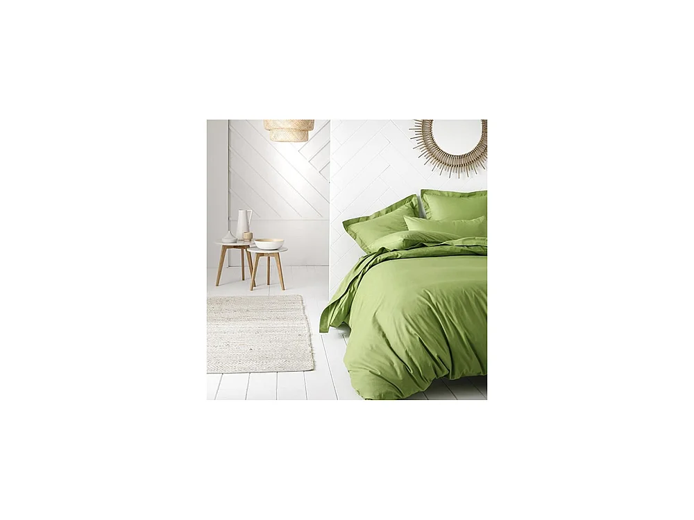 Lenzuolo con angoli 90X190 1 persona Jersey verde tinta unita in cotone biologico lavabile in lavatrice