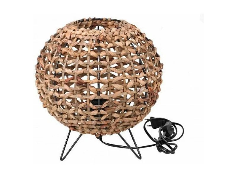 Lampe A Poser Structure En Metal Noir Et Jacinthe D'eau H30cm