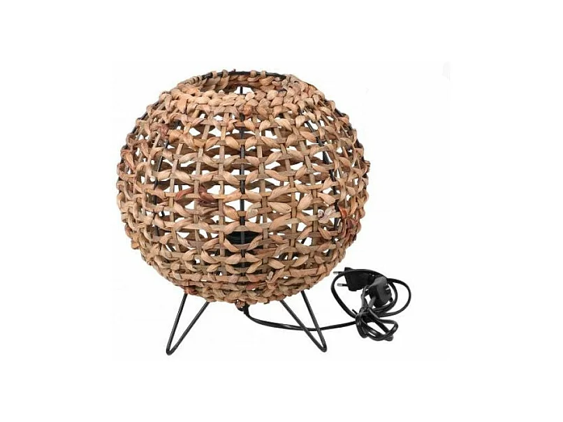 Lampe A Poser Structure En Metal Noir Et Jacinthe D'eau H30cm