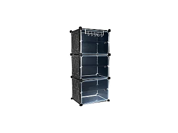 Modulares Schuhregal Schwarz 6 Regale 93x44,5x30cm - Platzsparend, Einfacher Aufbau, Öffnende Tür