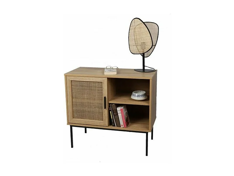 IDTENDANCEDECO BUFFET ISIDOR AVEC 1 PORTE ET 2 ETAGERES 80X39XH73CM