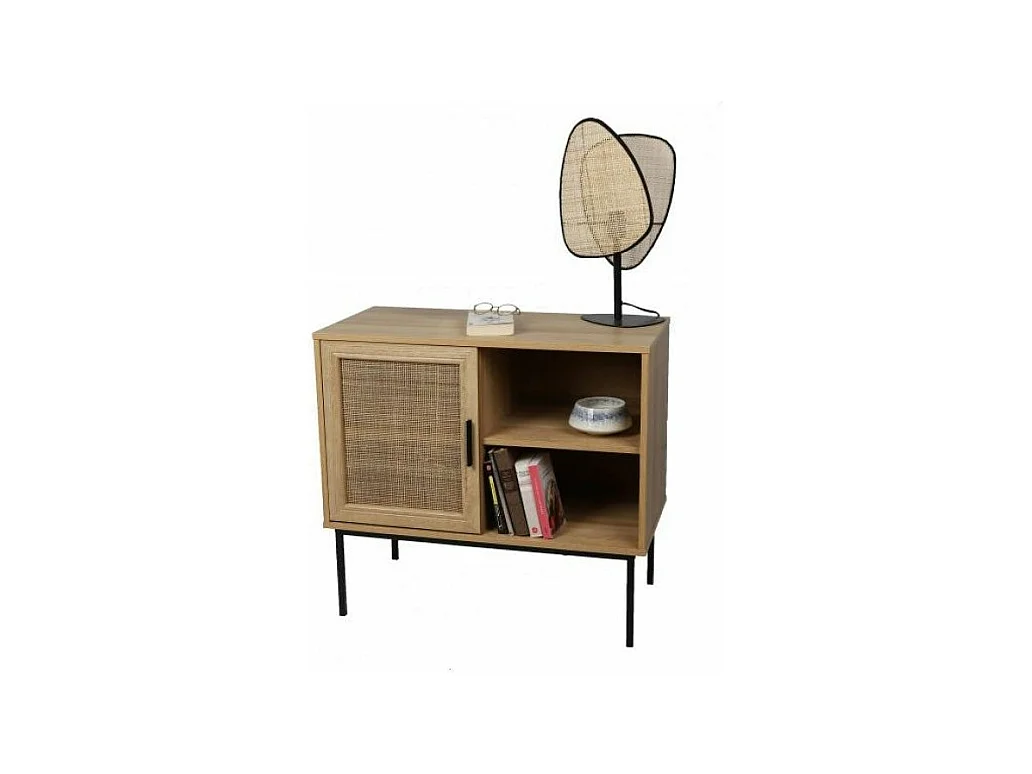 IDTENDANCEDECO BUFFET ISIDOR AVEC 1 PORTE ET 2 ETAGERES 80X39XH73CM