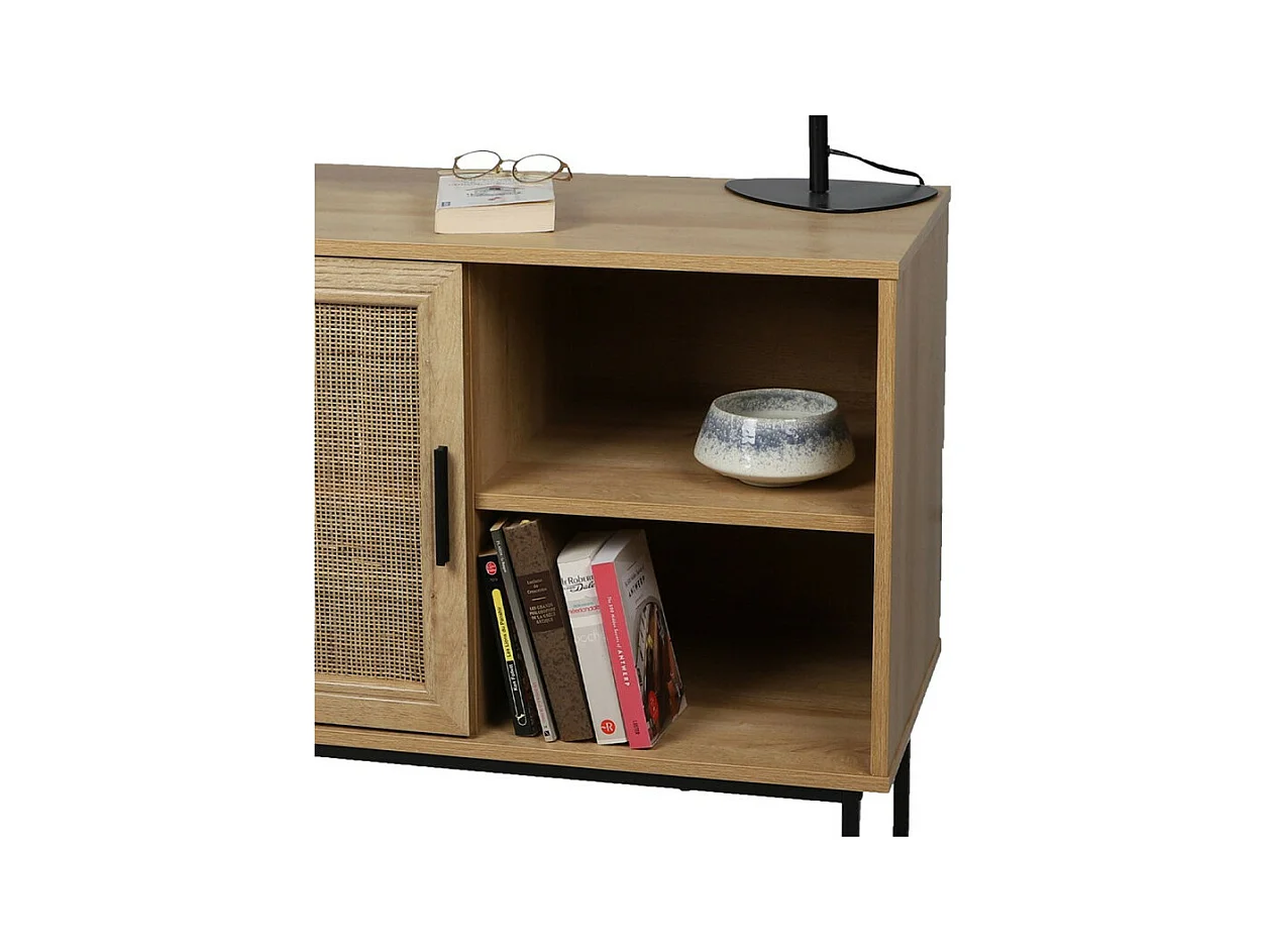 IDTENDANCEDECO BUFFET ISIDOR AVEC 1 PORTE ET 2 ETAGERES 80X39XH73CM