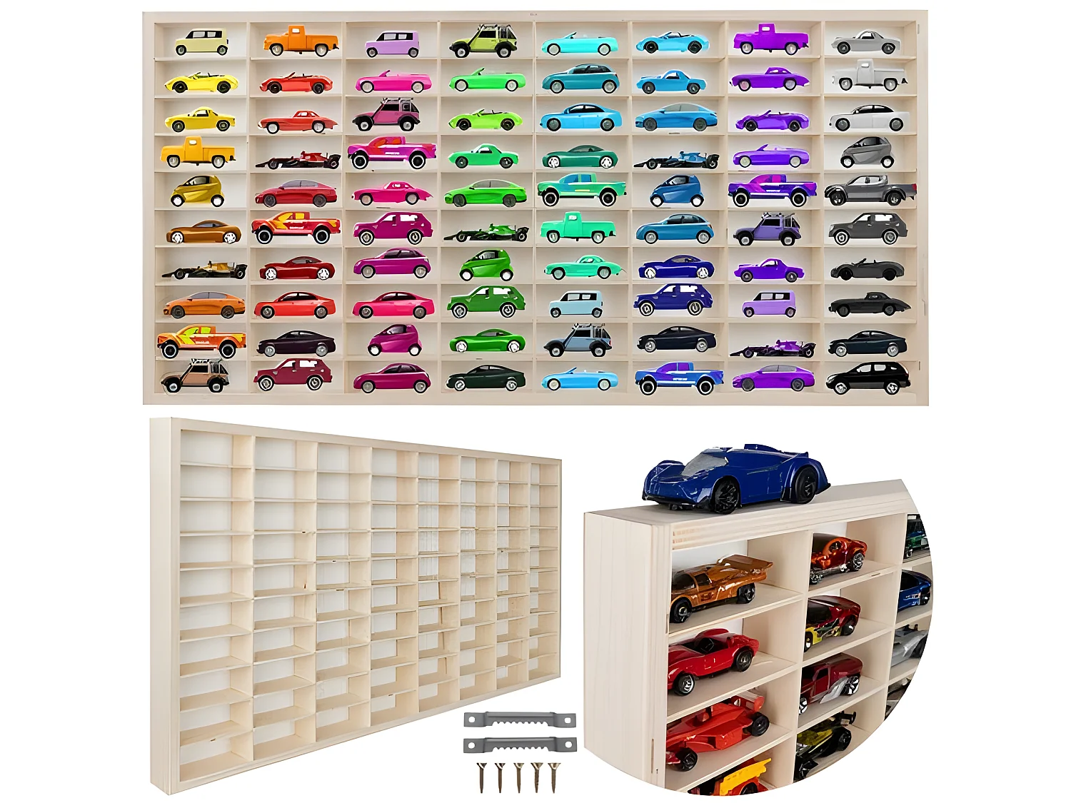 Hconfortxl-étagère En Bois Pour Mini Voitures 80 Compartiments