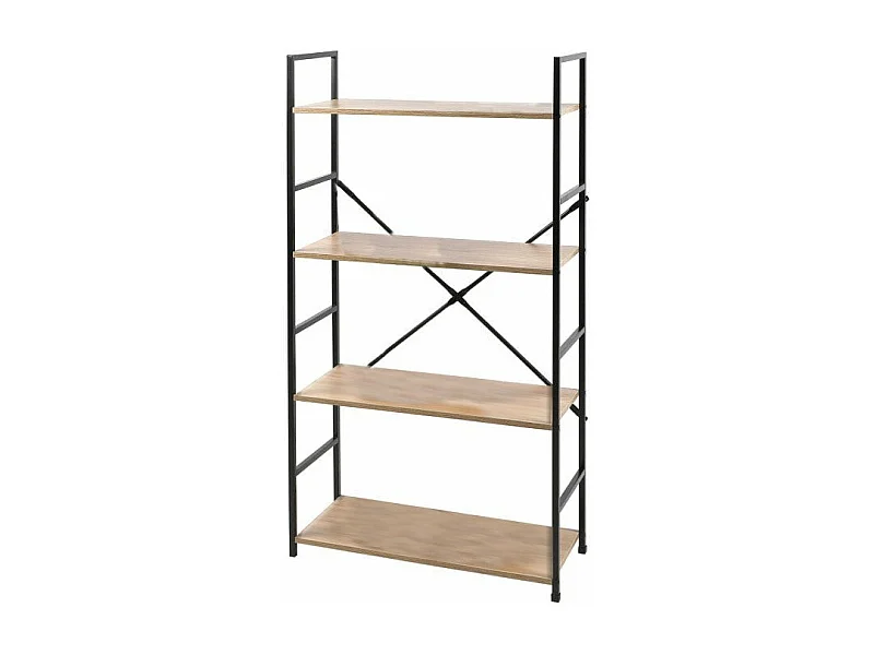 Hconfortxl-étagère échelle Métal Noir Et Bois 4 étages 58.5x23.5x112cm