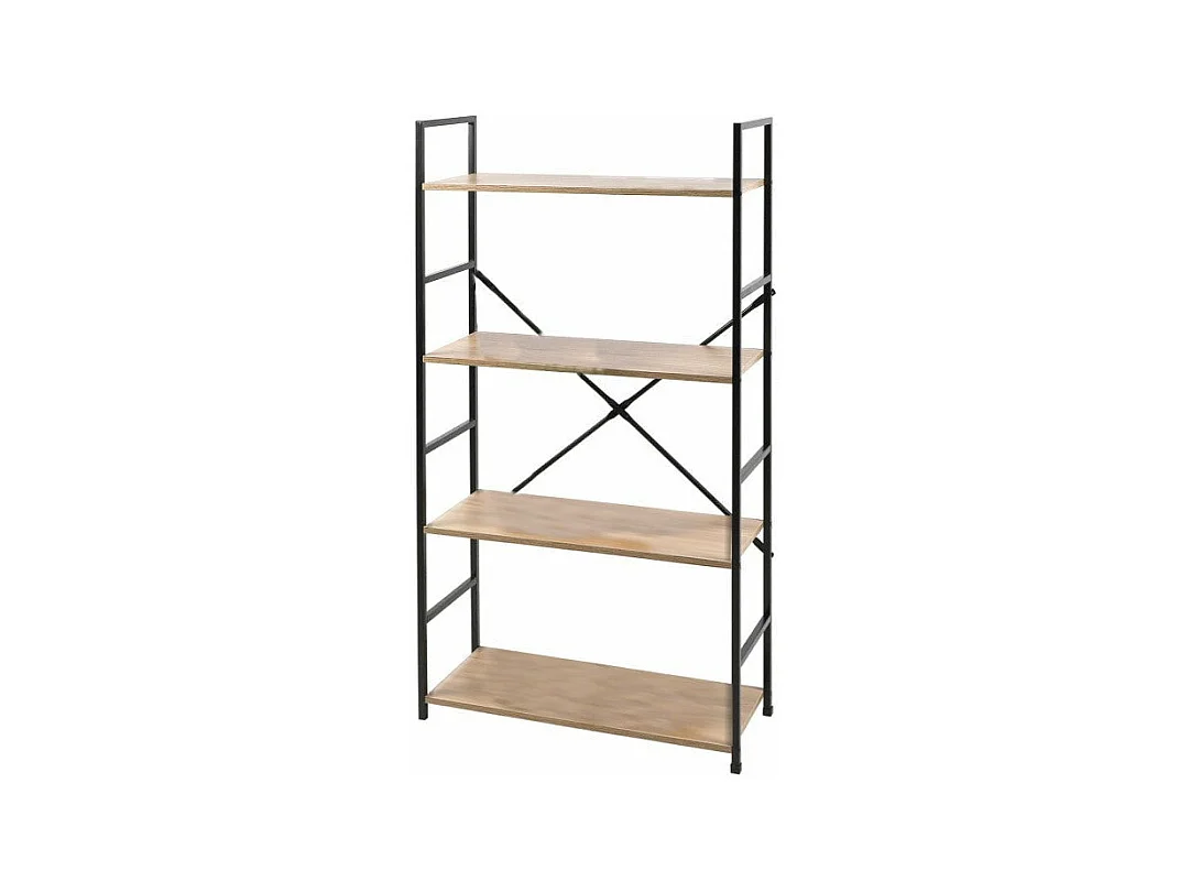 Hconfortxl-étagère échelle Métal Noir Et Bois 4 étages 58.5x23.5x112cm