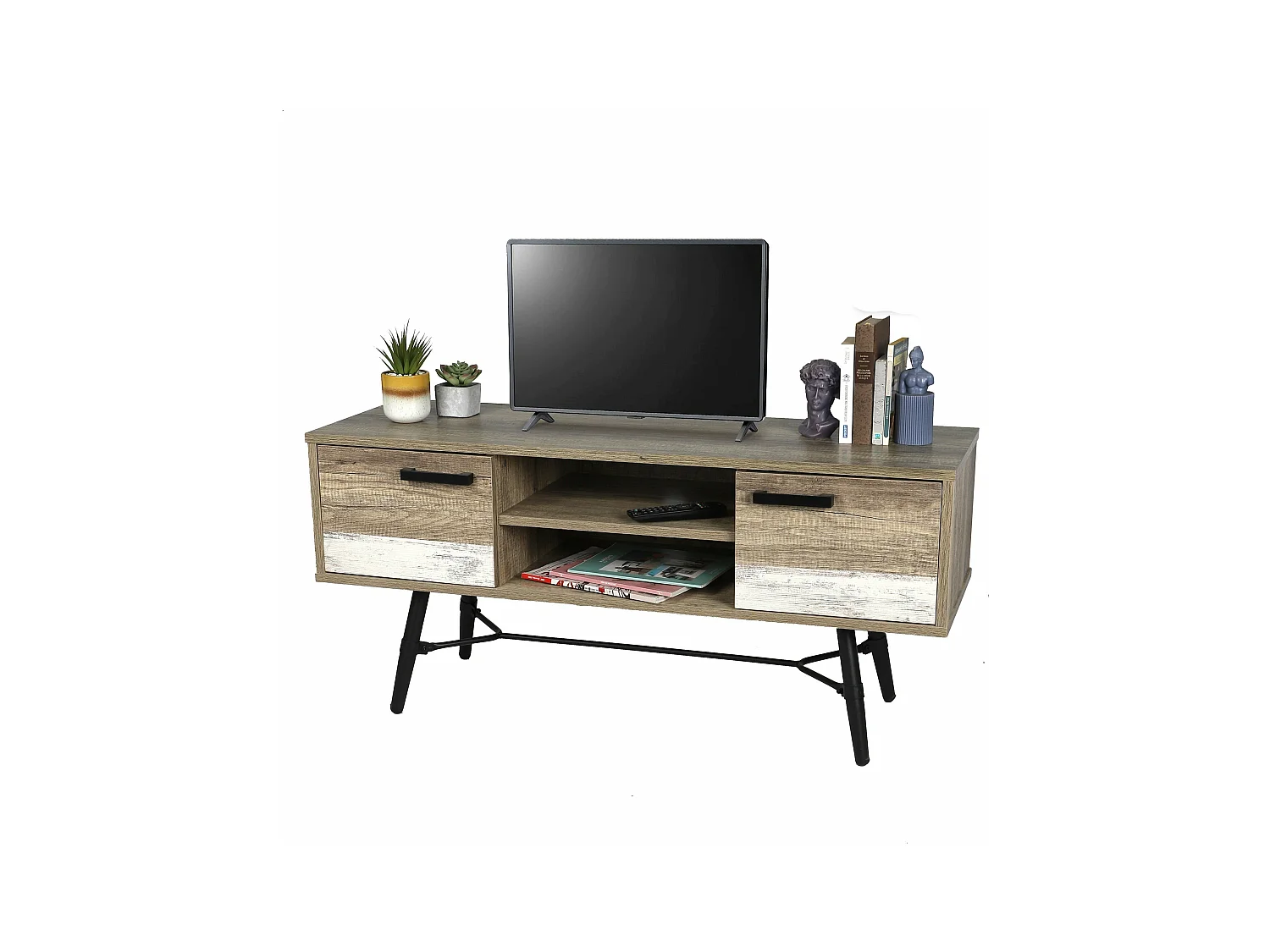 Meuble Tv 2 Portes 2 Niches 120x39.5x55 cm