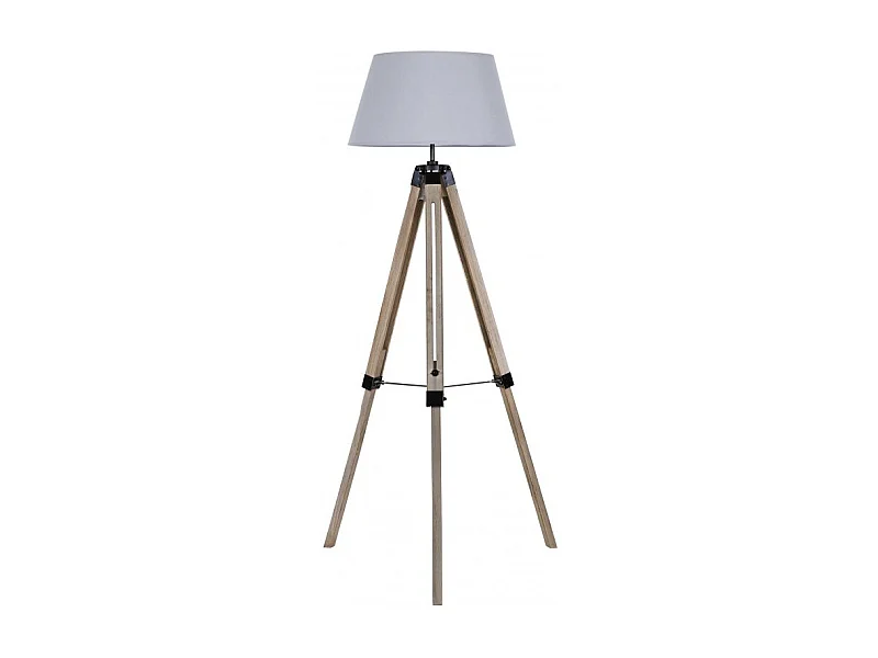 LAMPADAIRE TREPIED AVEC ABAT JOUR GRIS CLAIR H144cm L72CM IDTENDANCEDECO