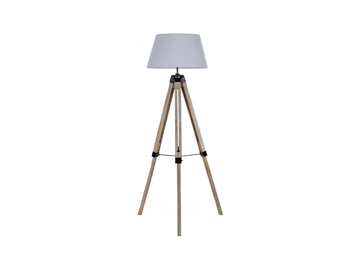 LAMPADAIRE TREPIED AVEC ABAT JOUR GRIS CLAIR H144cm L72CM IDTENDANCEDECO