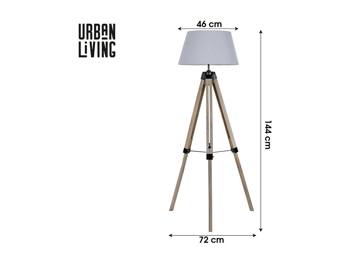 LAMPADAIRE TREPIED AVEC ABAT JOUR GRIS CLAIR H144cm L72CM IDTENDANCEDECO