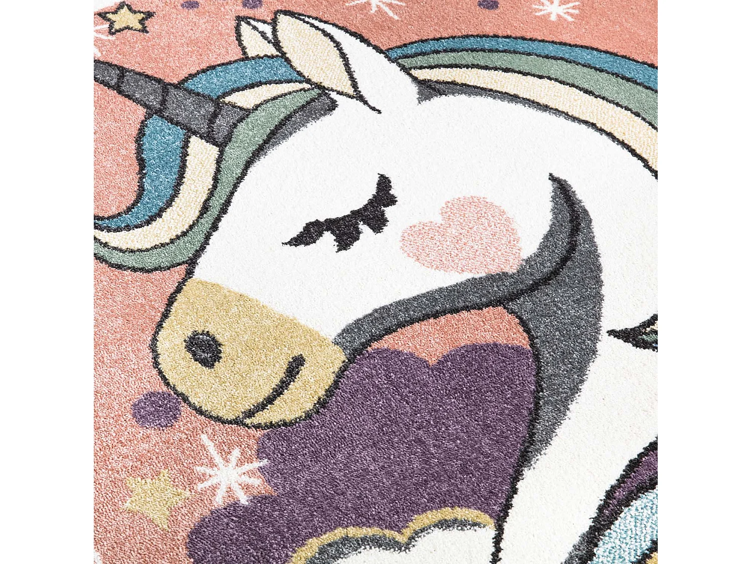 Tapis pour chambre d'enfant Blanc Motif Licorne Multicolore 140x200cm