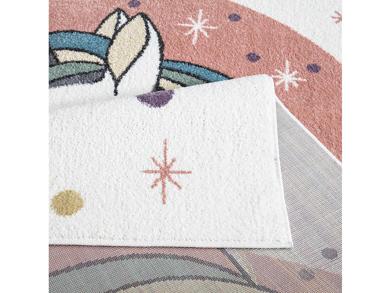 Tapis pour chambre d'enfant Blanc Motif Licorne Multicolore 140x200cm