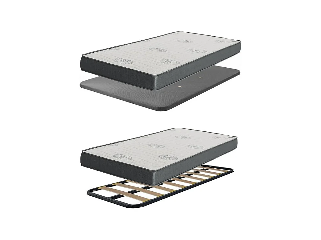 Cama y estante aglomerado blanco sin somieres y colchones 65x199x96cm