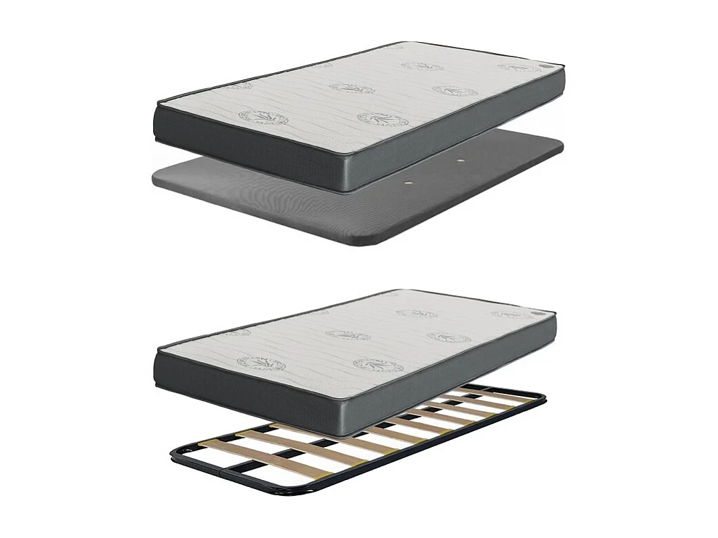 Letto e ripiano truciolato bianco senza reti e materassi 65x199x96cm