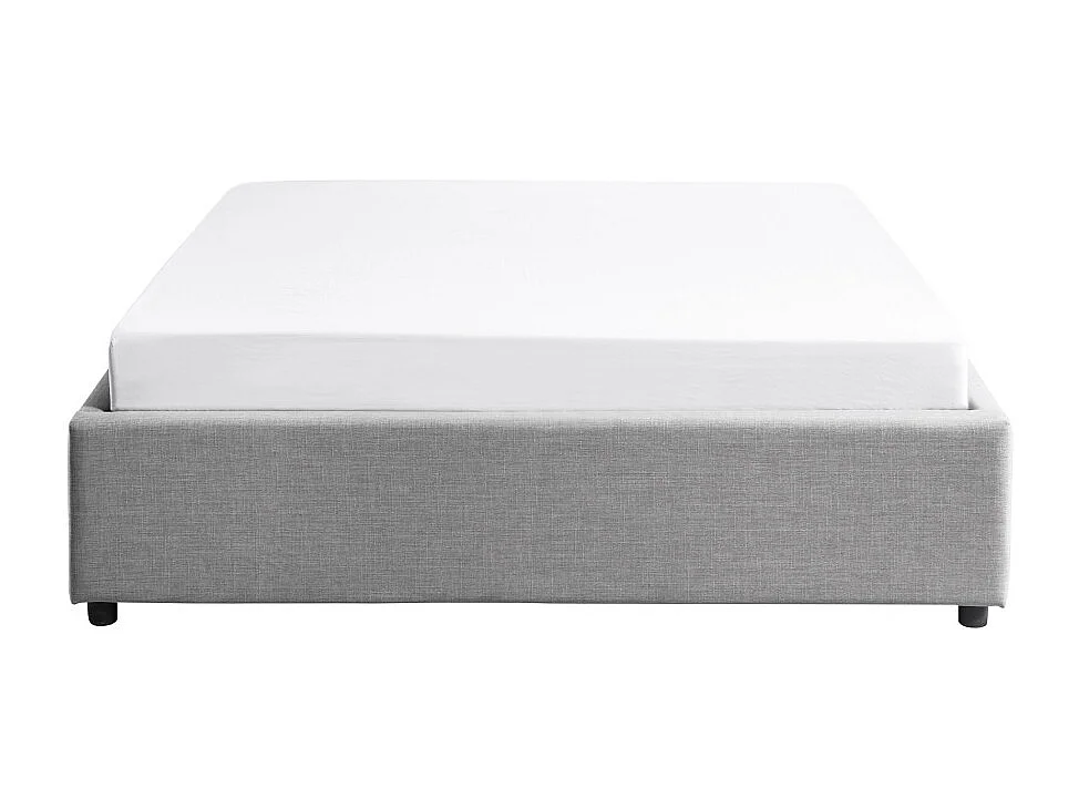 Cadre de lit TEO avec sommier relevable à lattes en tissu - Gris clair, Largeur - 160 cm