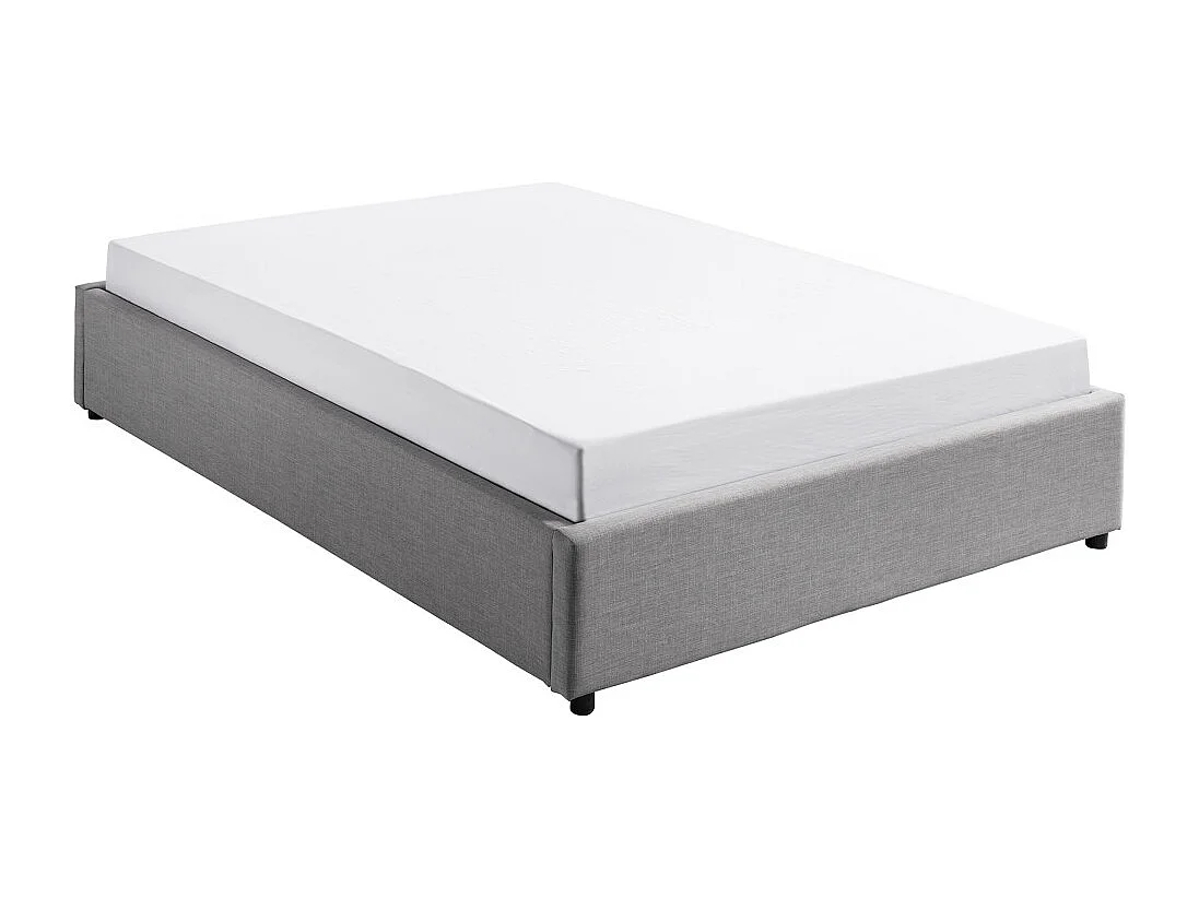 Cadre de lit TEO avec sommier relevable à lattes en tissu - Gris clair, Largeur - 160 cm