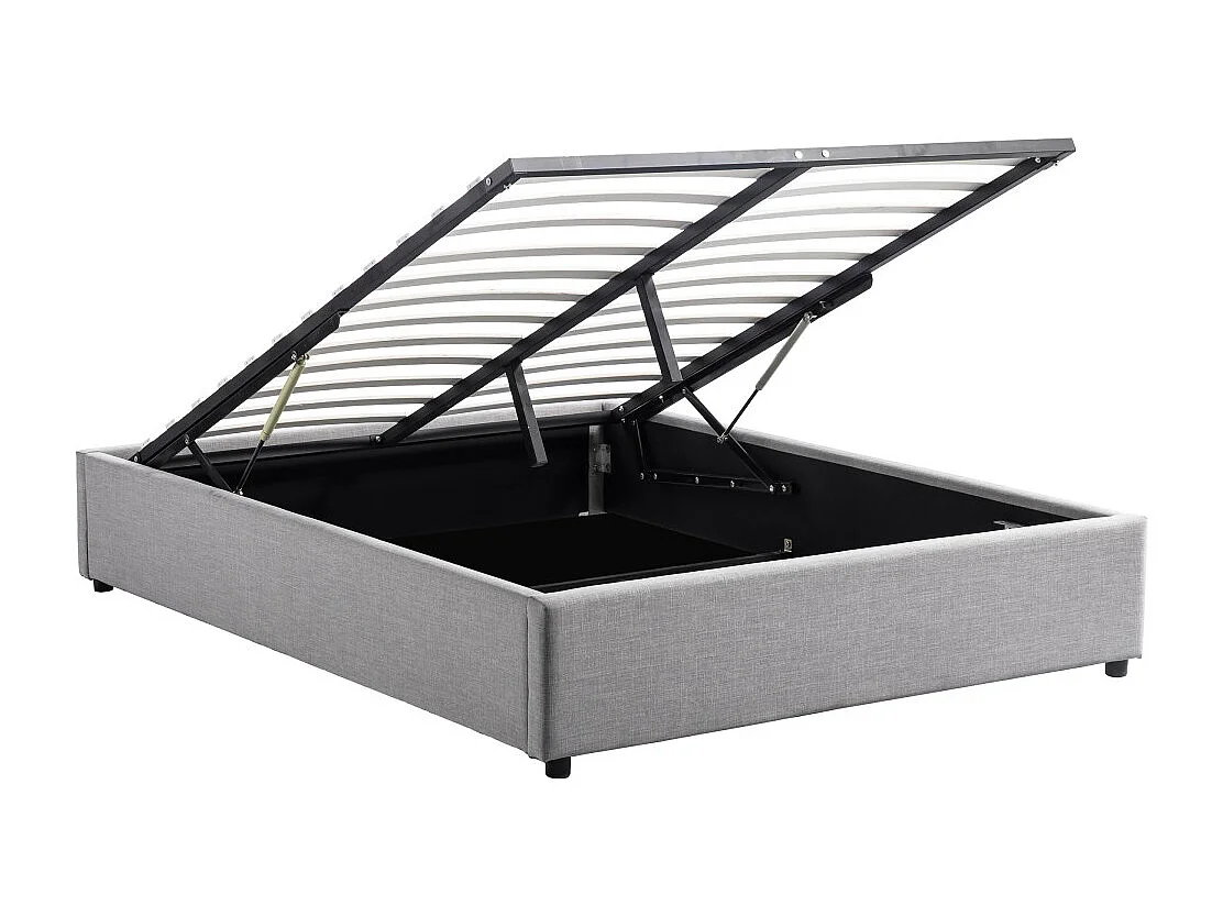 Cadre de lit TEO avec sommier relevable à lattes en tissu - Gris clair, Largeur - 160 cm