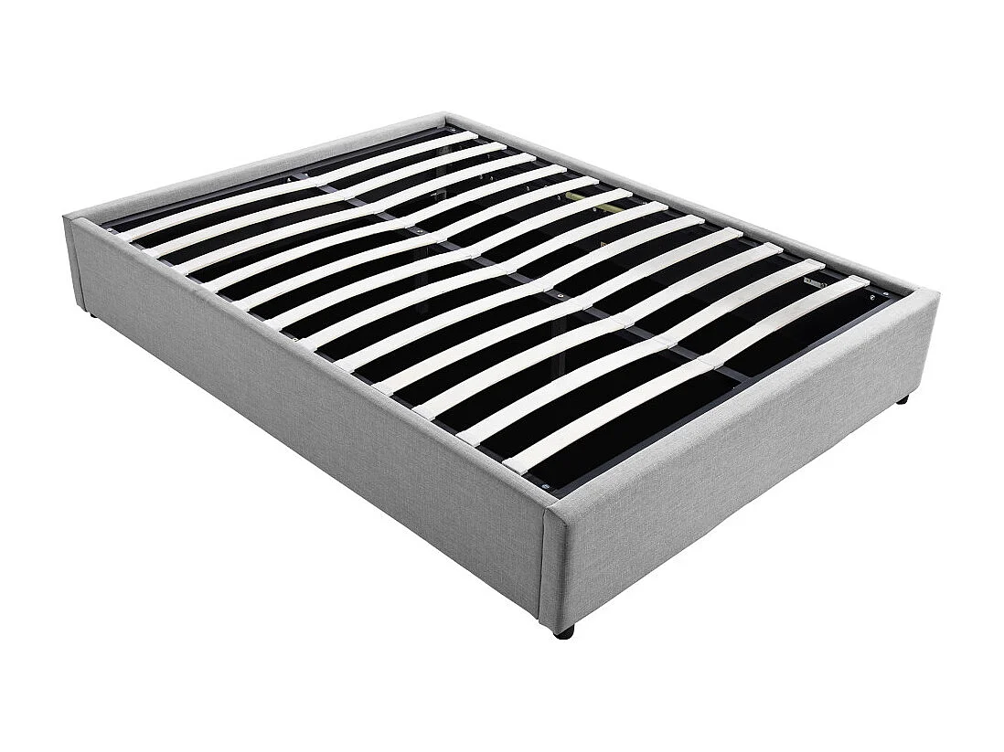 Cadre de lit TEO avec sommier relevable à lattes en tissu - Gris clair, Largeur - 160 cm