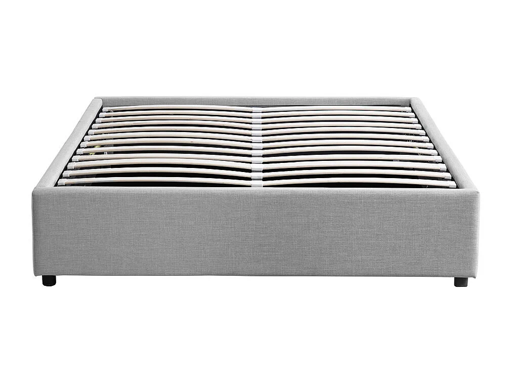 Cadre de lit TEO avec sommier relevable à lattes en tissu - Gris clair, Largeur - 160 cm