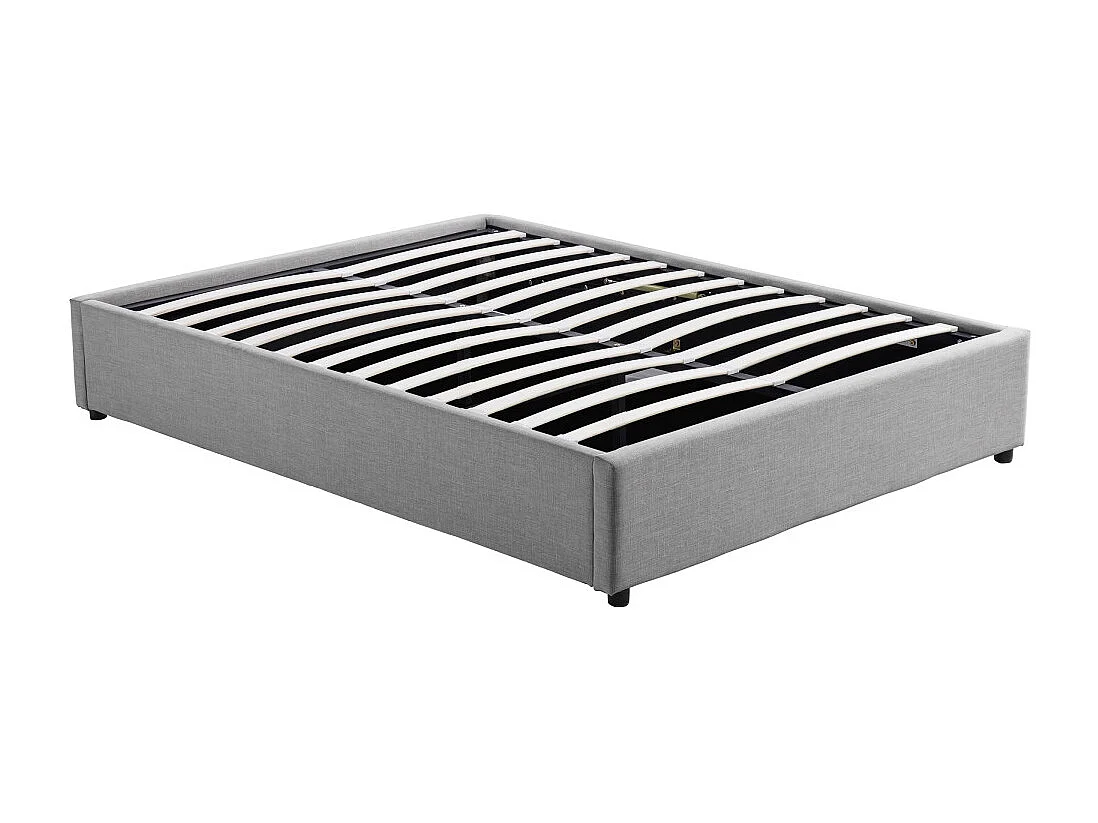 Cadre de lit TEO avec sommier relevable à lattes en tissu - Gris clair, Largeur - 160 cm