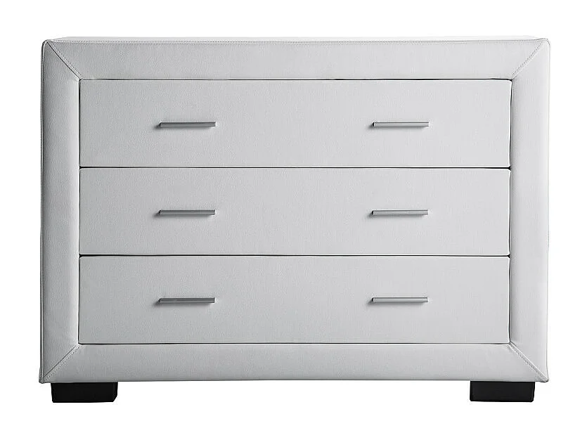 Commode CHARLIE 3 tiroirs en simili - Blanc