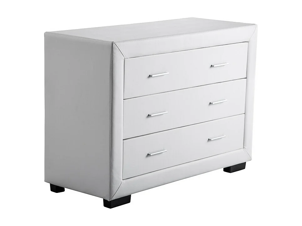 Commode CHARLIE 3 tiroirs en simili - Blanc