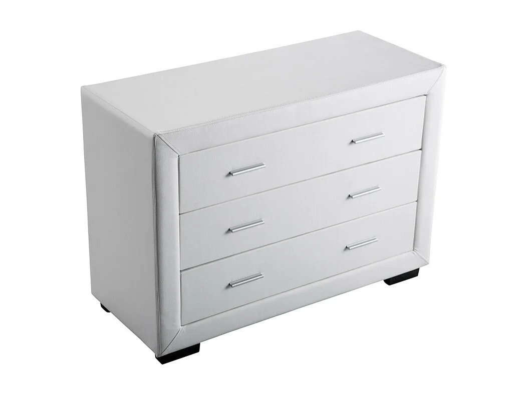 Commode CHARLIE 3 tiroirs en simili - Blanc
