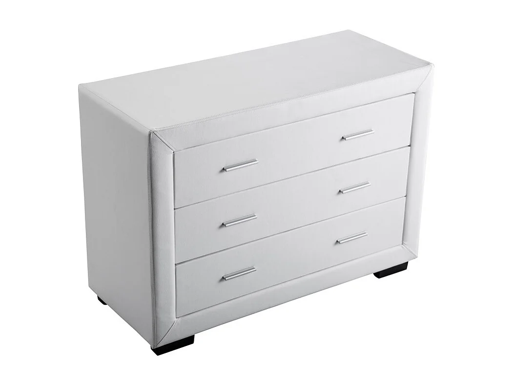 Commode CHARLIE 3 tiroirs en simili - Blanc