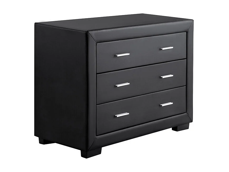 Commode CHARLIE 3 tiroirs en simili - Noir