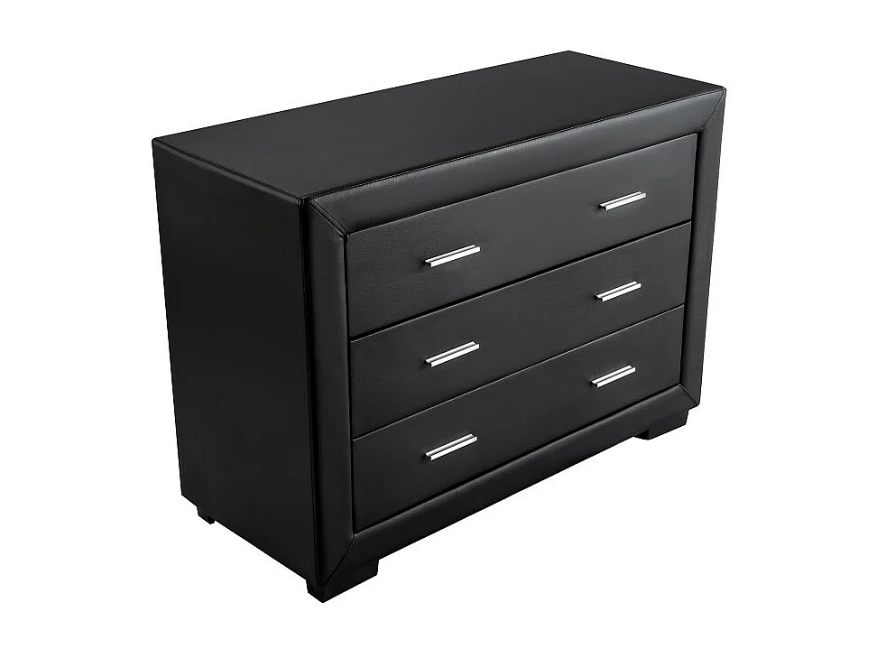 Commode CHARLIE 3 tiroirs en simili - Noir