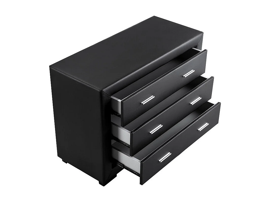 Commode CHARLIE 3 tiroirs en simili - Noir
