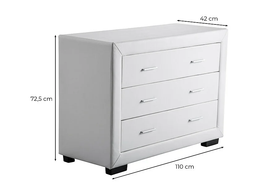 Commode CHARLIE 3 tiroirs en simili - Noir