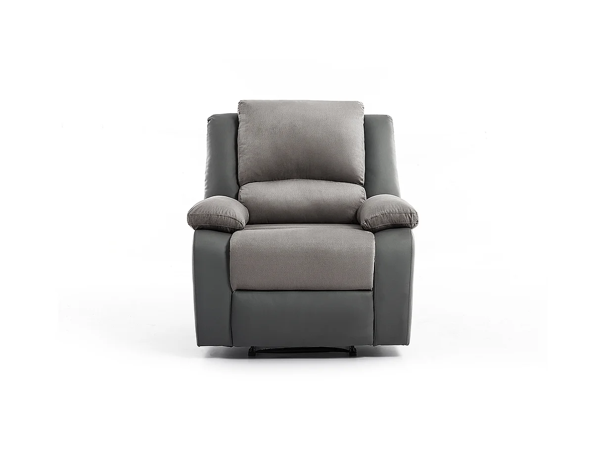 Fauteuil Relaxation 1 place Microfibre et Simili Léo - Gris - L88 x 93 x 96cm - Loungitude
