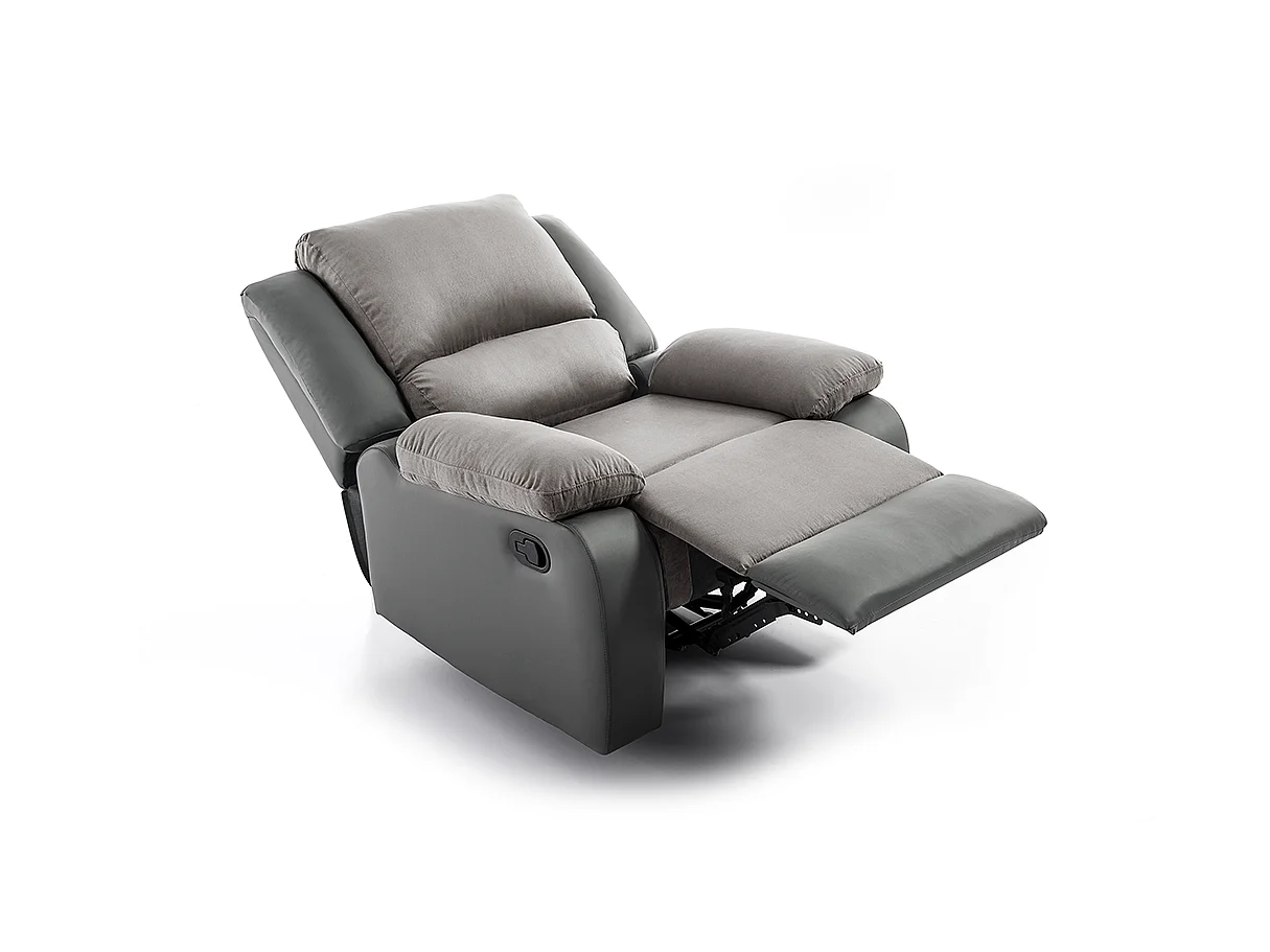 Fauteuil Relaxation 1 place Microfibre et Simili Léo - Gris - L88 x 93 x 96cm - Loungitude
