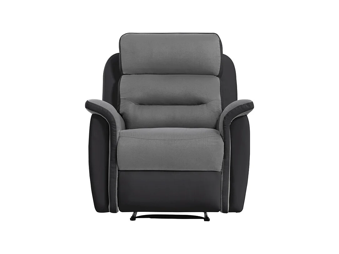 Fauteuil de Relaxation 1 place en Microfibre et Simili Léon - Gris et Noir - Loungitude