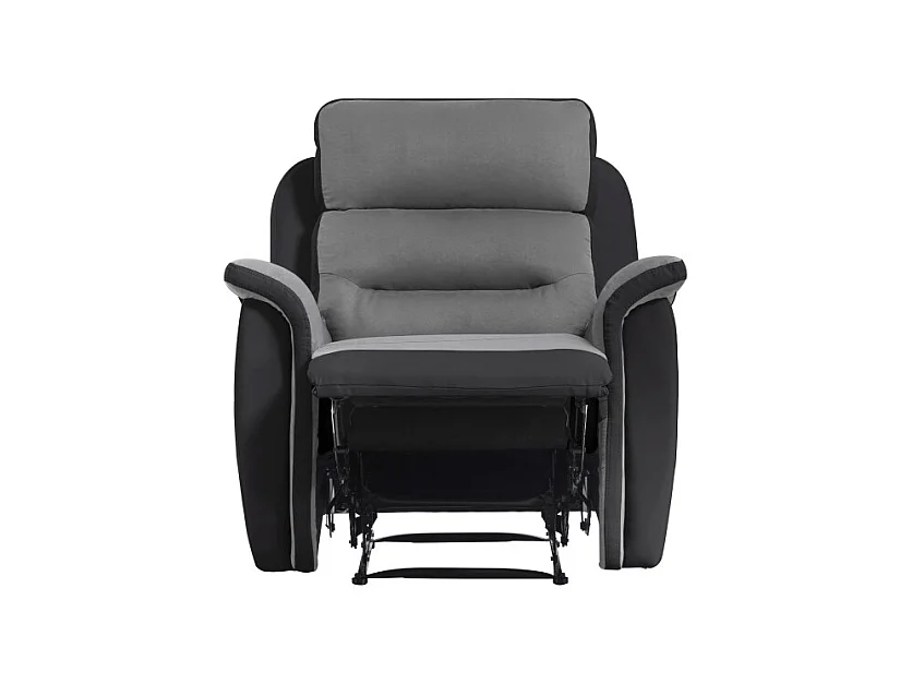 Fauteuil de Relaxation 1 place en Microfibre et Simili Léon - Gris et Noir - Loungitude