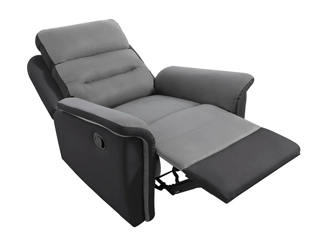 Fauteuil de Relaxation 1 place en Microfibre et Simili Léon - Gris et Noir - Loungitude