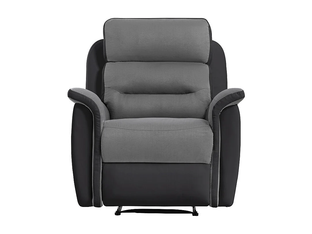 Fauteuil de Relaxation 1 place en Microfibre et Simili Léon - Gris et Noir - Loungitude
