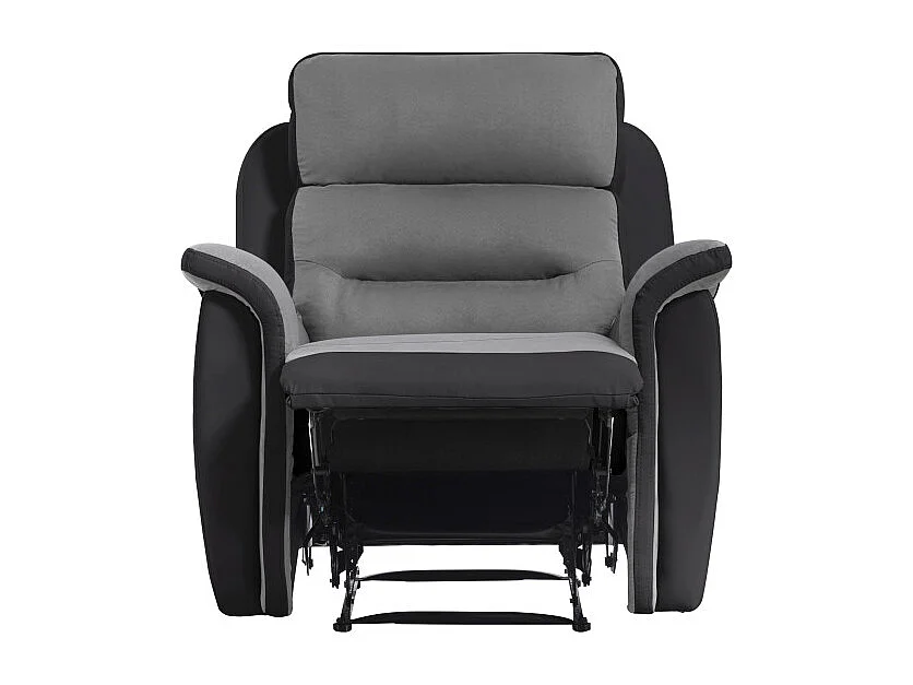 Fauteuil de Relaxation 1 place en Microfibre et Simili Léon - Gris et Noir - Loungitude