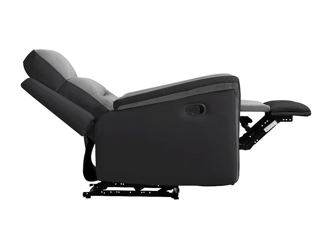 Fauteuil de Relaxation 1 place en Microfibre et Simili Léon - Gris et Noir - Loungitude