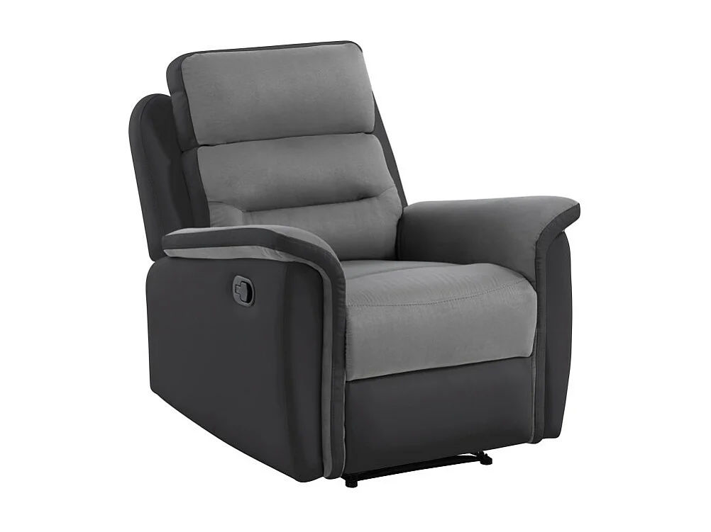 Fauteuil de Relaxation 1 place en Microfibre et Simili Léon - Gris et Noir - Loungitude