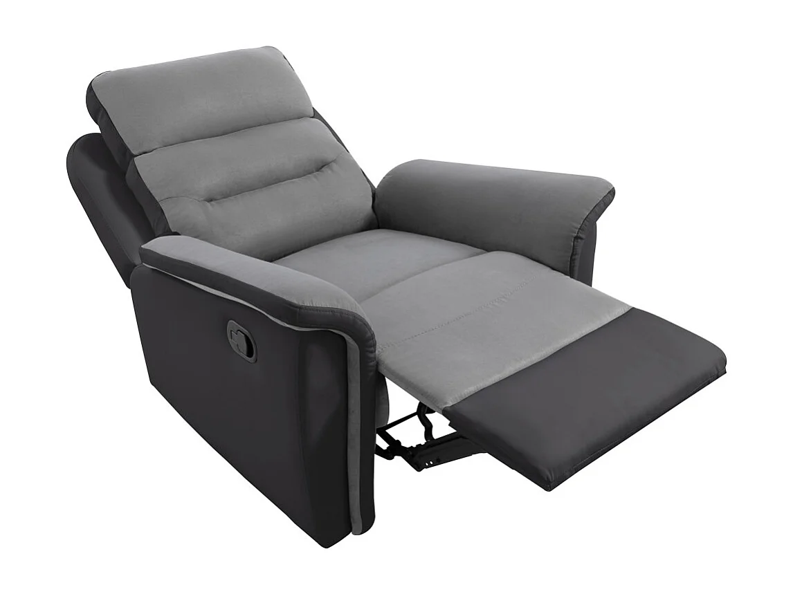 Fauteuil de Relaxation 1 place en Microfibre et Simili Léon - Gris et Noir - Loungitude