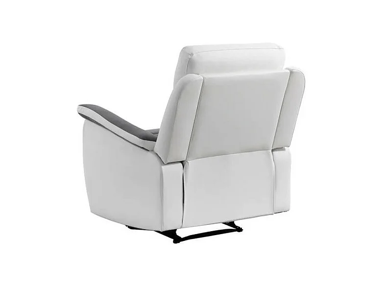 Fauteuil de Relaxation 1 place en Microfibre et Simili Léon - Blanc et gris - L87 x 94 x 100cm - Loungitude